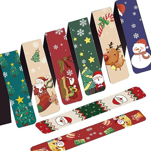 Magnetic Bookmark Christmas JIJICZ 8 PCS Magnet Xmas Page Marker for Kids Adults Stationery Book Reading Magnetic Books Marks Set for Girls Boys
