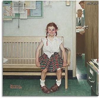 DryNda Norman Rockwell Poster The Shiner Dekoratives Gemälde Leinwand Wandkunst Wohnzimmer Schlafzimmer Gemälde 40 x 40 cm