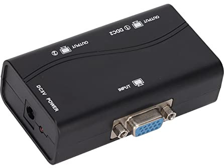 Splitter VGA 1 Ingresso 2 Uscite, Alta Definizione 1080P, Interfaccia Placcata Oro, Guscio in ABS, Senza Guida, Lunga Distanza, Splitter VGA 1 Ingresso 2 Uscite per la