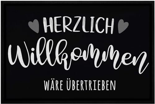 OM3® lustige Fußmatte mit Spruch - Herzlich willkommen wäre übertrieben - rutschfest & waschbar - 60x40cm -