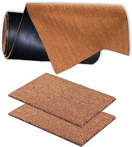 TAPPETO antiscivolo in cocco SU MISURA - tappetini antibatterici per porte - Da interno e aree esterne coperte - fibre naturali sostenibili - 100% cocco (50x140 cm)