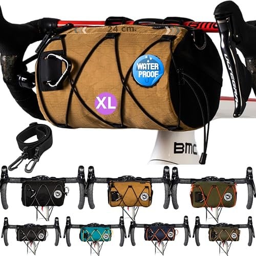 Borsa Manubrio Bici Grande con Tracolla Borsa Bicicletta Impermeabile Nylon 3,8L 24x14x14 cm Accessori MTB E-Bike Completi Cesta Porta Utensili e Telefono