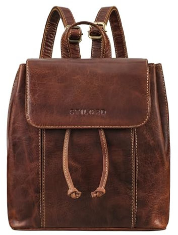 STILORD 'Beatrix' Rucksack Damen Klein Leder Rucksäcke Elegant Cityrucksack Vintage Backpack Frauen Umhängetasche Casual Daypack Echtleder, Farbe:cannes - braun