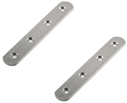 Leliafleury 2Pcs Straight Brackets Stainless Steel Flat Joining Plates Mending Plates Connecting Plates Flat Metal Brackets for Repair Fixing Wood Furniture, 127 x 20mm