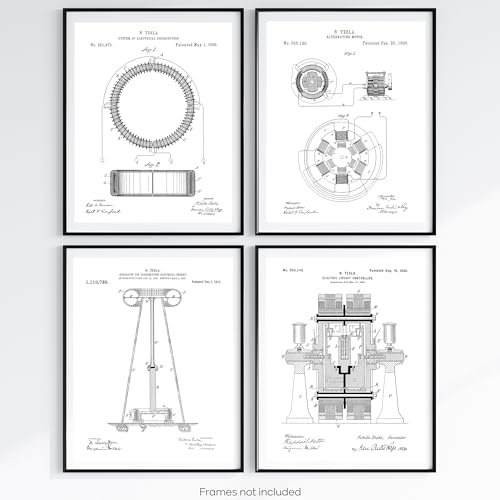 Tesla Patent Wall Art Prints Nikola Tesla Patent Industrial Wall Art Physik Geschenke Vintage Nikola Tesla Poster Tesla Coil Engineering Bilder Patentdrucke Tesla Nikola Tesla Geschenke Geek