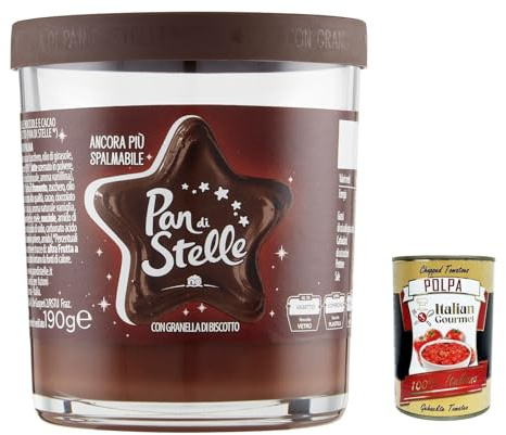 Italian Gourmet di Stelle Crema Spalmabile 6 x 190g Haselnuss | Senza olio palmare, panna e granella biscotto; streichzart aufs, Gesamtnettogewicht 1,14 kg + Kostenlos Polpa 400g
