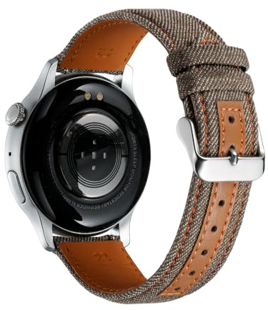 Triblanc 18mm Denim Canvas Armband Kompatibel mit Huawei Watch GT 4 41mm/Fossil Women's Sport 41mm/Kompatibel mit Garmin vívoactive 4S Smartwatch Uhrenarmband