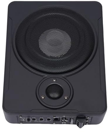 Fliuyr 8 pulgadas 600 W de aluminio ultrafino para coche, subwoofer activo, altavoz de graves para coche, con juego de cables remotos y juego de tornillos
