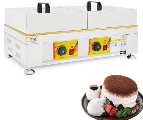 Macchina per soufflé soffici, macchina per soufflé elettrica da 2,4 KW, con coperchio in acciaio inossidabile, padella elettrica piatta, attrezzatura per cuocere torte per panetteria di ristoranti