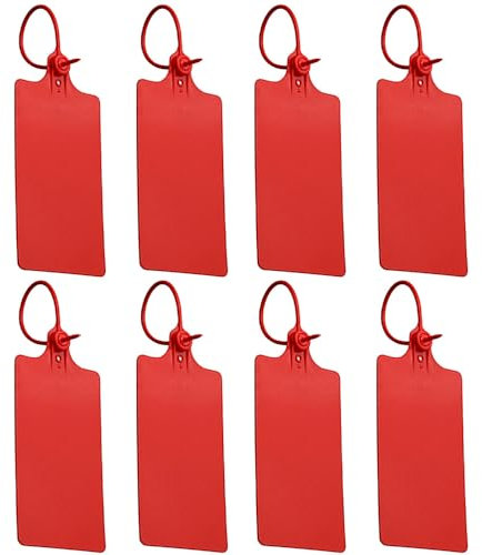 Etiquetas de envío de plástico impermeables, 100 etiquetas de envío de seguridad rojas para escribir, etiquetas colgantes en blanco, etiquetas de corbata para etiquetar e identificación, 250 mm de
