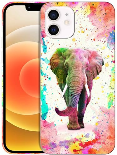 GlamCase for iPhone 12 / iPhone 12 Pro, iPhone 12 / iPhone 12 Pro Case - Elephant Watercolored Printed Slim & Sleek Cute Plastic Hard Protective Designer Back Case/Cover for iPhone 12/12 Pro