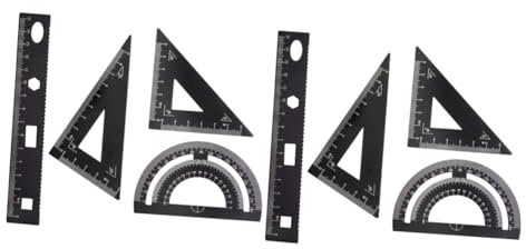 CAXUSD 2 Sets 4-teiliges Geometrisches Lineal-set Metall-messlineal Winkelmesser Dreieckplatte Schreibwaren Für Studenten