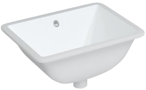 Einbauwaschbecken aus Keramik, Rechteckig Waschbecken, Handwaschbecken, Einbaubecken, Aufsatzwaschbecken, Waschtisch, Hand Waschschale für Badezimmer & Gäste-WC, 47,5x35x19,5 cm