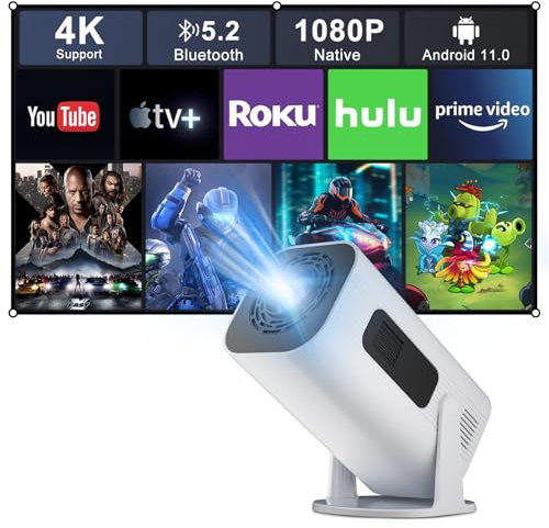 Eroshoo Smart Projector,Mini Projector 4k+ with Wifi6 and Bluetooth,Native 1080P 4K Support,Portable Projectors with 210° Rotatable Stand,Auto Keystone,Home Cinema Projector for Bedroom/Outdooor