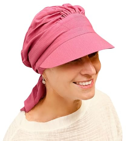 Deresina Headwear Schal Visor Hut, Chemo-Kopfbedeckung für den Sommer, volle Kopfbedeckung, rutschfest, rose pink, Einheitsgröße