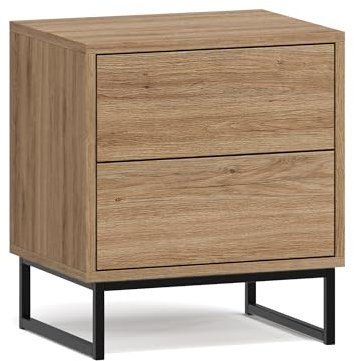 Albello - Nachttisch 43 cm x 34 cm x 48.5 cm Livia, Nachtschrank für das Schlafzimmer, Eleganter Nacht Tisch, Moderner Design Nachttisch Schrank - Wildeiche Braun