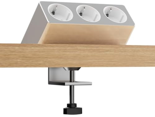 kalb | Luxor 3-Fach Steckdose, EU-Schutzkontakt, 2m Kabel, Tischklemme, Untertischmontage, Bürosteckdose, Mehrfachsteckdose Tisch, 230VAC, Schreibtischsteckdose, Flexibel montierbar, Kabelmanagement,