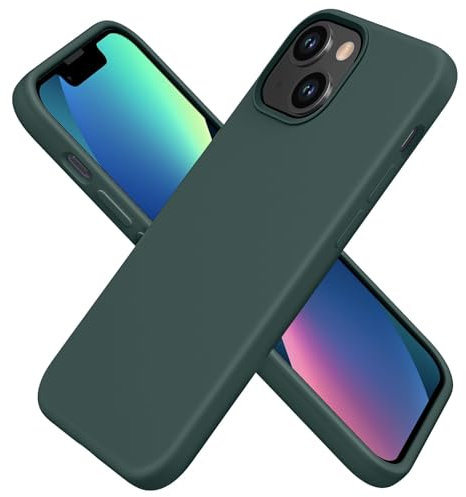 aaaioe Silicone Case Designed for iPhone 13 Mini Case, Ultra Slim Shockproof Protective Liquid Silicone Phone Case with Soft Anti-Scratch Microfiber Lining, 5.4 inch,Pine Green