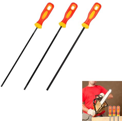Lot de 3 limes d'affûtage rondes professionnelles pour chaîne de tronçonneuse