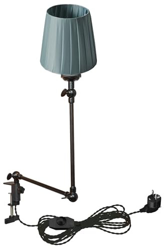 FSLiving Klemmleuchte Einstellbar,Leselampe mit 2,5 m Kabel und Grün Stoff-Lampenschirm, Dimmbar Nachttischlampe,Augenpflege Schreibtischlampe für Büro Heimgebrauch, E27 Lampenhalterung