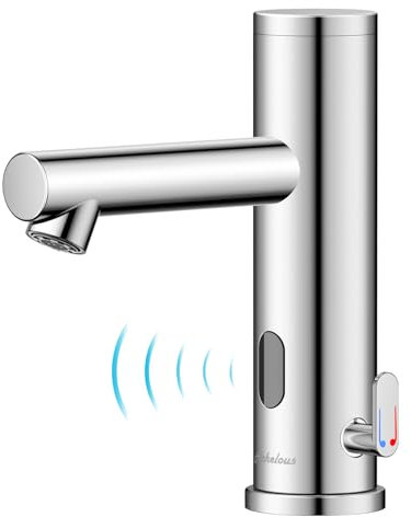 Achelous Infrarot Wasserhahn Bad für Waschbecken Badezimmer Automatischer Waschtischarmatur Handwaschbecken Mischbatterie Badarmatur Batteriebetrieb Badezimmerwaschbecken Wasserhähne mit Sensor Chrom
