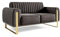 FURNISTAR Premium Pier Sofa 2-Sitzer, Glamour Design, Polstersofa mit drehbarer Rücklehne, Couch, Sofagarnitur, Wohnzimmer, Schwarze Metallfüße, Velour-Stoff - Anthrazit