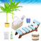 12 Pezzi Set di Ornamenti in Miniatura da Spiaggia, Spiaggia Deco in Miniatura, Kit di Ornamento Fai Da Te Mini Ombrellone Piccolo Palmo, Decorazione da Spiaggia, Piscina