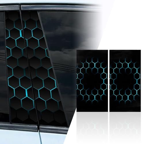 Blueshyhall B Säulen Aufkleber Auto Waben Motiv, 2 Stück Mittelsäule Aufkleber Schwarz mit Hexagon Muster Kratzfest Wasserfest, Coole Auto Aufkleber Seiten Car Tuning Sticker (E)