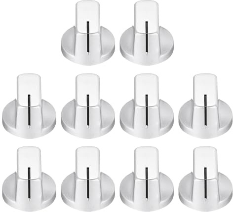 sourcing map 10pcs Silver Guitar Effect Pedal Knob, 9/16 Plastic Insert Electric Guitar Knobs for Amplifier Guitar Bass Volume Control