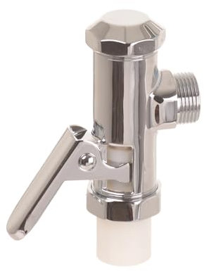 Aqbau® Robinet de chasse d'eau 3/4 chromé - Corps en laiton - Aiguille de nettoyage automatique de buse - Chasse WC de qualité supérieure - Rinçage automatique DN20 pour WC