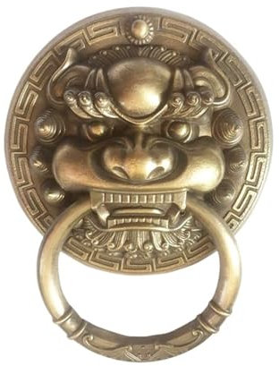 VMDVBNA Knocker per Porta 1 pz Vintage in Ottone Pressofusione Testa di Leone Battente Maniglia della Porta in Legno Massello Vetro Villa Cortile Cancello Anello Maniglia della Porta(Multi)