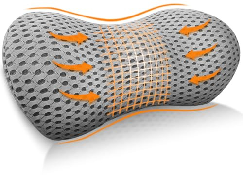 Lendenwirbelkissen,Memory Foam Lendenkissen zur Linderung von Rückenschmerzen im Unteren Rücken,Stützkissen mit Atmungsaktiver Hülle,Ergonomische Lendenstützung für Auto,Büro&Zuhause (grau)