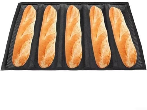 ZAMETTER Teglia perforata per pane da 46 cm, per baguette, forata, per cuocere il pane (5 quadrati di nero)