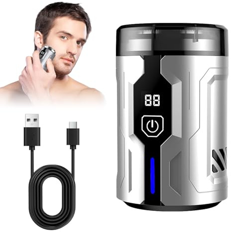 Anluomania Mini Rasierer Herren Elektrisch, Mini Tragbar Elektrorasierer, Nass Dry Magnetisch Rasierer, IPX7 Wasserdicht, USB-C Wiederaufladbare, 6000 U/min, für Reisen, Outdoor, Auto