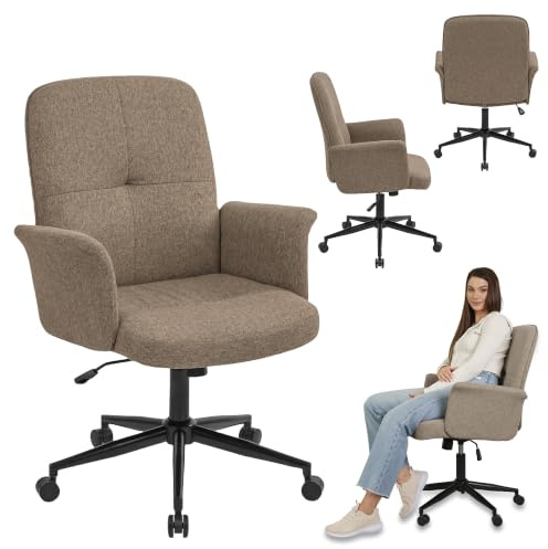 di volio Höhenverstellbarer Bürostuhl fürs Homeoffice mit Rollen Braun Parmo