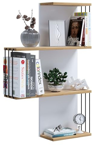 VCM Modernes Hängeregal aus Holz – platzsparendes Wandregal Dolira L, 98 x 68 x 19 cm, Elegantes Aufbewahrungs- und Bücherregal für Wohnzimmer, Büro & Flur