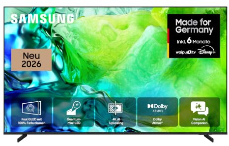 Samsung Neo QLED QN80H 4K 75 Zoll (189 cm), UHD Fernseher, Quantum-Mini-LED für ultrafeine Kontraste, 4K AI Upscaling, Adaptive Sound Pro, Gaming Hub, Motion Xcelerator 144Hz, AI Companion, Smart TV