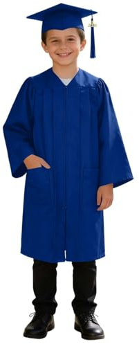 Kids Graduation Gown and Cap Set for Boys Girls Children’s Preschool Nursery Primary School Graduation Robe with Pockets Mortarboard and 2026 Tassel Academic Dress for 2-12 Years