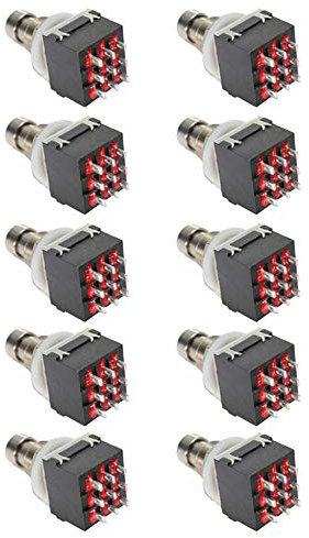 Mintice 10Pcs 3PDT 9 Pins Box Stomp Guitar Effect Pedal Foot Switch True Bypass Foot Pedal Control Switch Electric Guitar Metal Black