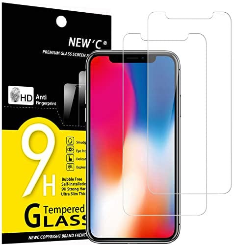 NEW'C 2 Stück für iPhone 11 Pro und iPhone X und iPhone XS für Panzerglas, Frei von Kratzern, 9H Härte, HD Displayschutzfolie, 0.33mm Ultra-klar, Ultrabeständig