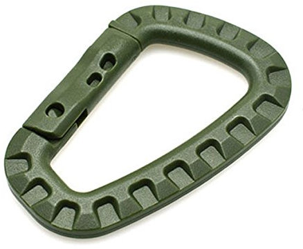 10 Stück Karabiner D Form Kunststoff Khaki grün Plastik Molle Modular Militär