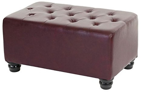 Mendler Luxus Ottomane Sitzhocker Chesterfield 41x75x46cm Kunstleder - runde Füße, rot-braun