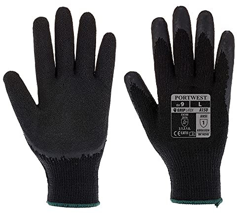 Portwest A150 Breathable Classic Grip Glove - Latex Black, Medium