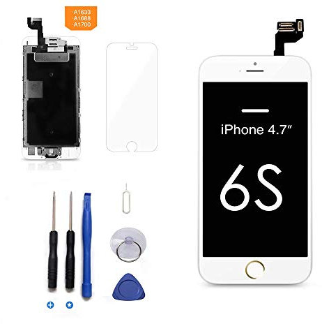 cting Reemplazo de Pantalla para iPhone 6s Blanco 4.7 '' Táctil LCD de Repuesto (con Botón de Inicio,Cámara Frontal,Sensor de proximidad,Altavoz) Contiene Herramientas + película de Vidrio Templado