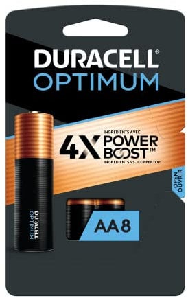 Duracell Optimum AA Batteries with Power Boost Ingredients, 8 Count Pack Double A Battery with Long-lasting Power, All-Purpose Alkaline AA Battery for Household and Office Devices