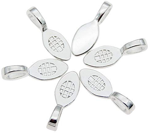 40 Pcs Chrome Plated Metal Flat Pad Bails Glue-on Charms Connectors Earrings Pendants Jewellery Findings 25x9mm