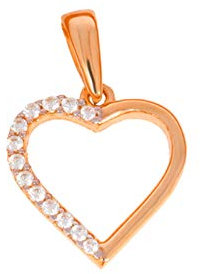 585er Gold Damen Anhänger Herz mit Zirkonia Steine Herzkette Collier 585er Rotgold