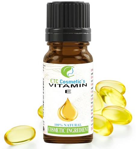 Pure Natural Vitamin E natürlich - 10 ml Serum | Verwendung in Anti-Aging-Formulierungen, Bade- und Haarprodukten, Gesichts- und Körperlotionen, Lippenstiften, Lippenbalsam, Körperölen,öligen Parfums