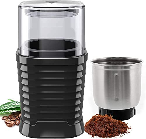 NWOUIIAY Elektrische Kaffeemühle, Kaffeemühle, multifunktional, trennbar, mit Klinge und Schale aus Edelstahl, für Kaffee, Leinsamen, Muskatnuss etc., geeignet als Muttertagsgeschenk