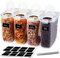 A&S Kitchen Cereal Storage Containers Set of 4x 4L Airtight Container with Lid, Labels, Chalk Pen. Pantry Storage Plastic Containers, Flour Storage Container, Pet Food Storage Containers Dispenser